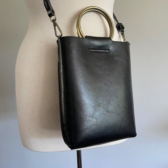 Leather Convertible Crossbody With Brass Hardware - Picture 12 of 12